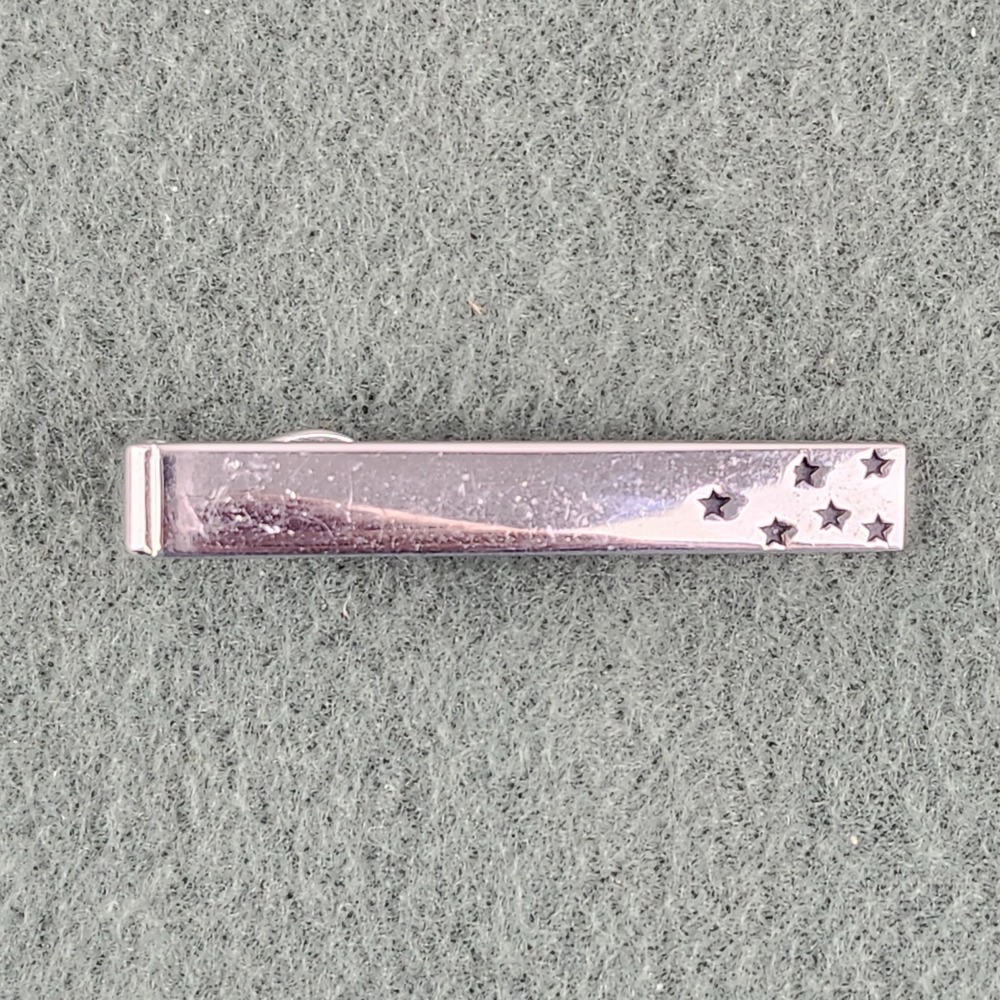Vintage Swank Silver-Tone Black Stars Tie Clip